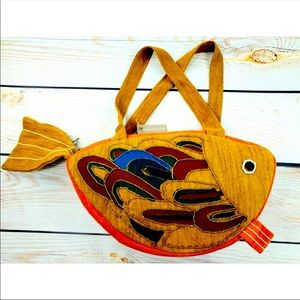 Peppercorn Kids colorful burlap fish purse NWT